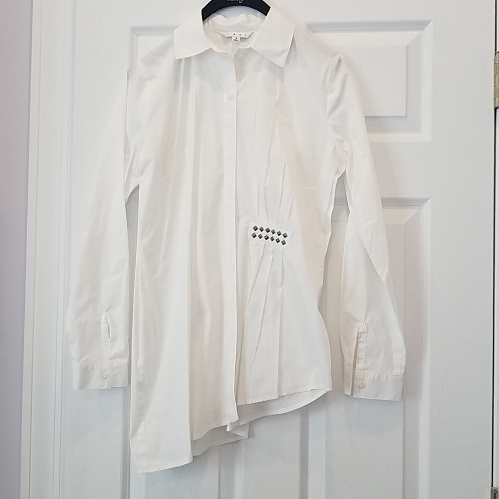 Fun white button down blouse
